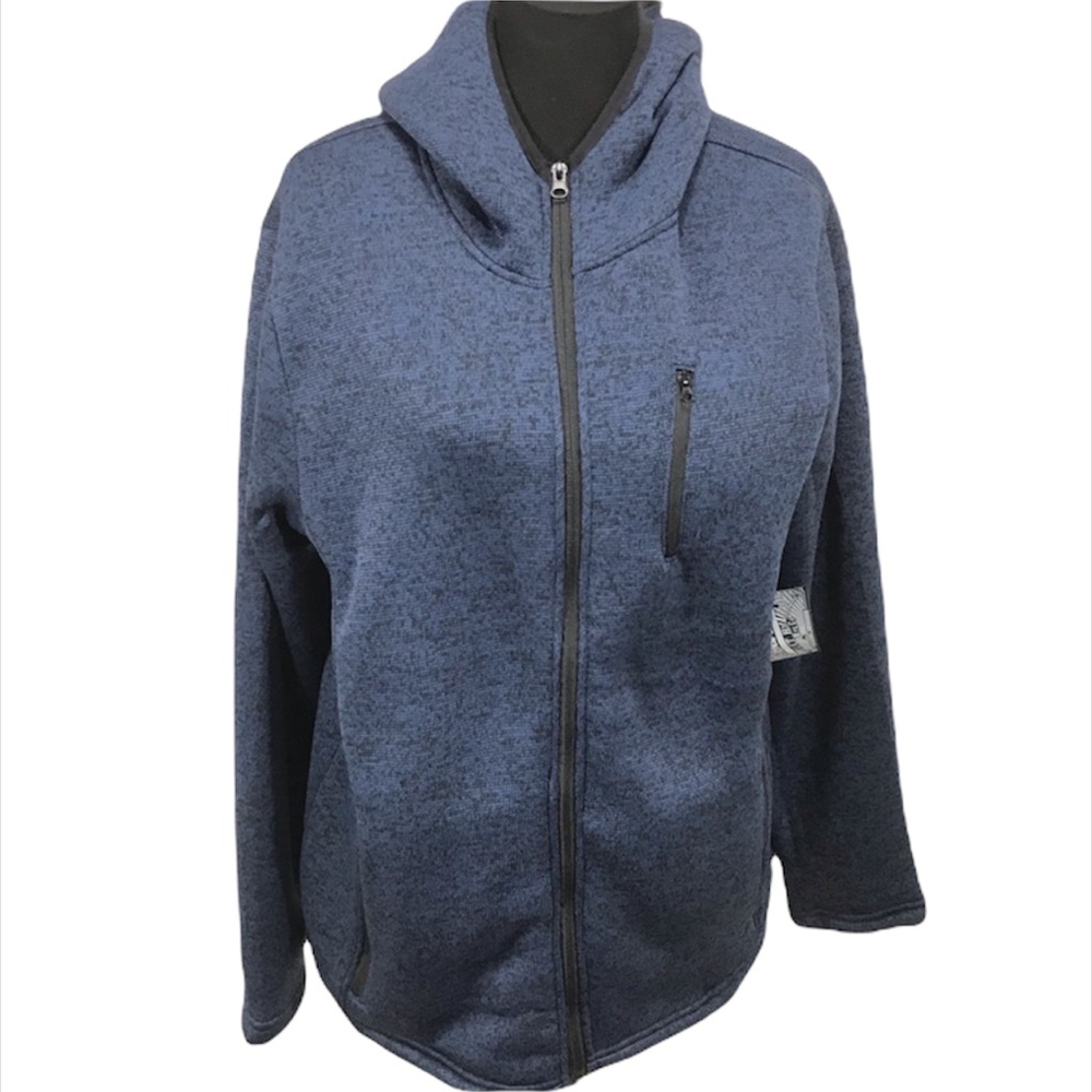 Brooklyn Cloth Zip-Up Fleece Lined Hoodie, Blue, Medium